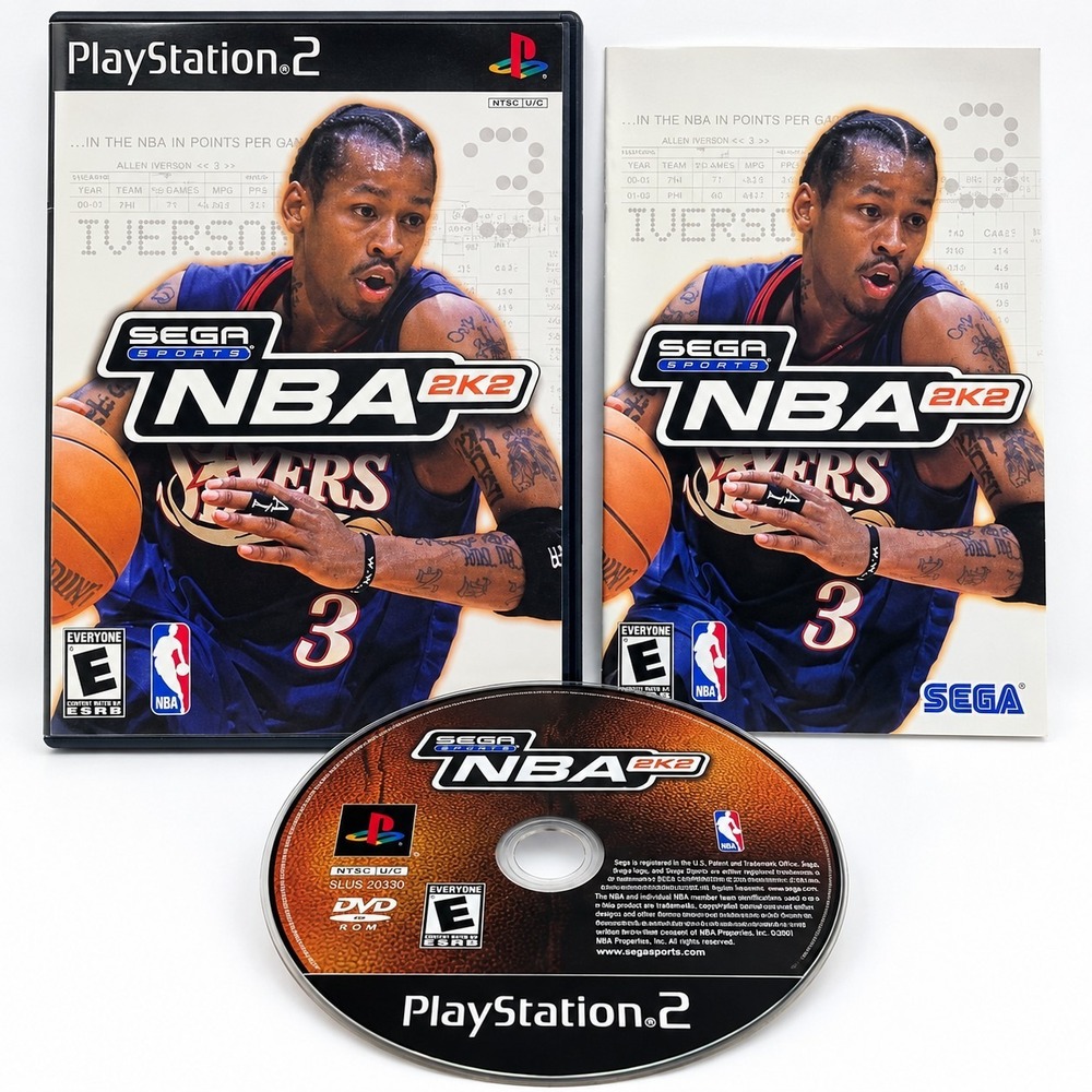 NBA 2K2 PS2 PlayStation 2 Sega Sports Allen Iverson Complete CIB Manual Tested